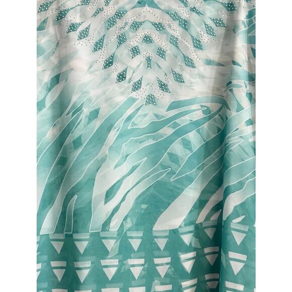 G Collection 2x Green Flowy Embellished Blouse Top Shirt Plus Flattering - Picture 5 of 6